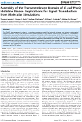Cover page: Assembly of the transmembrane domain of E. coli PhoQ histidine kinase: implications for signal transduction from molecular simulations.