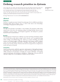 Cover page: Defining research priorities in dystonia.