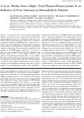 Cover page: A Low, Rather than a High, Total Plasma Homocysteine Is an Indicator of Poor Outcome in Hemodialysis Patients