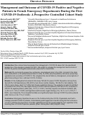 Cover page: Management and Outcome of COVID-19 Positive and Negative Patients in French Emergency Departments During the First COVID-19 Outbreak: A Prospective Controlled Cohort Study