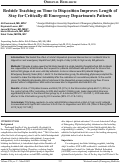 Cover page: Bedside Teaching on Time to Disposition Improves Length of Stay for Critically-ill Emergency Departments Patients