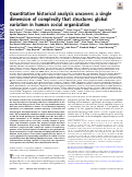 Cover page: Quantitative historical analysis uncovers a single dimension of complexity that structures global variation in human social organization