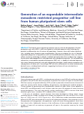 Cover page: Generation of an expandable intermediate mesoderm restricted progenitor cell line from human pluripotent stem cells