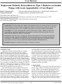 Cover page: Euglycemic Diabetic Ketoacidosis in Type 1 Diabetes on Insulin Pump, with Acute Appendicitis: A Case Report