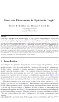 Cover page: Moorean Phenomena in Epistemic Logic