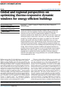 Cover page: Global and regional perspectives on optimizing thermo-responsive dynamic windows for energy-efficient buildings.