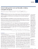 Cover page: Serum Erythropoietin Level and Mortality in Kidney Transplant Recipients