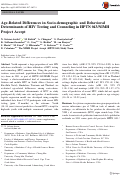 Cover page: Age-Related Differences in Socio-demographic and Behavioral Determinants of HIV Testing and Counseling in HPTN 043/NIMH Project Accept