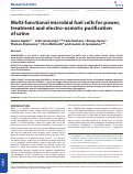 Cover page: Multi-functional microbial fuel cells for power, treatment and electro-osmotic purification of urine.