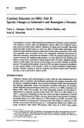 Cover page: Cerebral structure on MRI, part II: Specific changes in Alzheimer's and Huntington's diseases