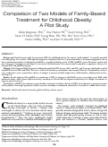 Cover page: Comparison of Two Models of Family-Based Treatment for Childhood Obesity: A Pilot Study