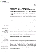 Cover page: Quinacrine Has Preferential Anticancer Effects on Mesothelioma Cells With Inactivating NF2 Mutations