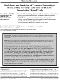 Cover page: Shock Index and Prediction of Traumatic Hemorrhagic  Shock 28-Day Mortality: Data from the DCLHb  Resuscitation Clinical Trials