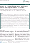 Cover page: Criteria for the use of omics-based predictors in clinical trials: explanation and elaboration