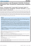 Cover page: Characterization and therapeutic potential of induced pluripotent stem cell-derived cardiovascular progenitor cells.