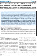 Cover page: Xenon Pretreatment May Prevent Early Memory Decline after Isoflurane Anesthesia and Surgery in Mice