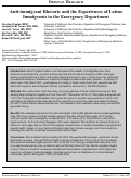 Cover page: Anti-immigrant Rhetoric and the Experiences of Latino Immigrants in the Emergency Department