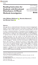 Cover page: Reading Instruction for Students with Emotional Disturbance: A Mixed-Methods Investigation