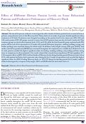 Cover page: Effect of Different Dietary Protein Levels on Some Behavioral Patterns and Productive Performance of Muscovy Duck