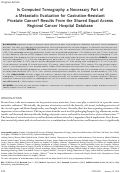 Cover page: Is computed tomography a necessary part of a metastatic evaluation for castration-resistant prostate cancer? Results from the Shared Equal Access Regional Cancer Hospital Database.