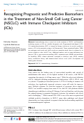 Cover page: Recognizing Prognostic and Predictive Biomarkers in the Treatment of Non-Small Cell Lung Cancer (NSCLC) with Immune Checkpoint Inhibitors (ICIs)