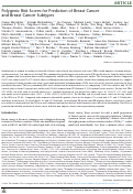 Cover page: Polygenic Risk Scores for Prediction of Breast Cancer and Breast Cancer Subtypes.