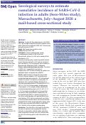 Cover page: Serological surveys to estimate cumulative incidence of SARS-CoV-2 infection in adults (Sero-MAss study), Massachusetts, July–August 2020: a mail-based cross-sectional study