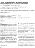 Cover page: Training Residents to Employ Self-efficacy-enhancing Interviewing Techniques: Randomized Controlled Trial of a Standardized Patient Intervention