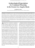 Cover page: Archaeological Expectations for Communal Mourning in the Greater Los Angeles Basin