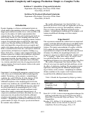 Cover page: Semantic Complexity and Language Production: Simple vs. Complex Verbs