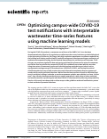 Cover page: Optimizing campus-wide COVID-19 test notifications with interpretable wastewater time-series features using machine learning models.