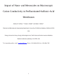 Cover page: Impact of Nano- and Mesoscales on Macroscopic Cation Conductivity in Perfluorinated-Sulfonic-Acid Membranes