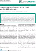 Cover page: Translational bioinformatics in the cloud: an affordable alternative