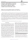 Cover page: Sensitivity and specificity of on-farm scoring systems and nasal culture to detect bovine respiratory disease complex in preweaned dairy calves.