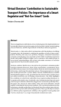 Cover page: Virtual Elevators’ Contribution to Sustainable Transport Policies: The Importance of a Smart Regulator and “Not-Too-Smart” Cards