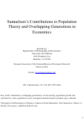 Cover page: Samuelson’s Contributions to Population Theory and Overlapping Generations in Economics