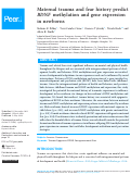 Cover page: Maternal trauma and fear history predict BDNF methylation and gene expression in newborns