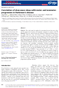 Cover page: Correlation of slow-wave sleep with motor and nonmotor progression in Parkinsons disease.