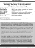 Cover page: Effect of a Home Health and Safety Intervention on  Emergency Department Use in the Frail Elderly:  A Prospective Observational Study