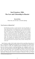 Cover page: San Francisco, 1906:  The Law and Citizenship in Disaster