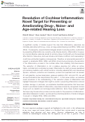 Cover page: Resolution of Cochlear Inflammation: Novel Target for Preventing or Ameliorating Drug-, Noise- and Age-related Hearing Loss