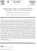 Cover page: Osmium isotope evidence for a heterogeneous 3He/4He mantle plume beneath the Juan Fernandez Islands