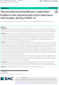 Cover page: Trauma-Informed Healthcare Leadership? Evidence and opportunities from interviews with leaders during COVID-19.