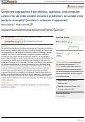 Cover page: Combined approaches from physics, statistics, and computer science for ab initio protein structure prediction: ex unitate vires (unity is strength)?