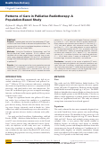 Cover page: Patterns of care in palliative radiotherapy: a population-based study.