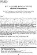 Cover page: Value and Feasibility of Telephone Follow-Up in Ethiopian Surgical Patients