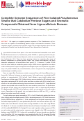 Cover page: Complete Genome Sequences of Five Isolated Pseudomonas Strains that Catabolize Pentose Sugars and Aromatic Compounds Obtained from Lignocellulosic Biomass