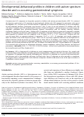 Cover page: Developmental–behavioral profiles in children with autism spectrum disorder and co‐occurring gastrointestinal symptoms