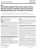 Cover page: A Carotid Doppler Patch Accurately Tracks Stroke Volume Changes During a Preload-Modifying Maneuver in Healthy Volunteers.