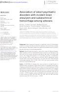 Cover page: Association of select psychiatric disorders with incident brain aneurysm and subarachnoid hemorrhage among veterans.